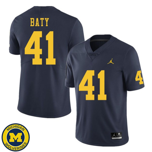 Men Michigan Wolverines #41 John Baty Navy Fashion Player Jersey